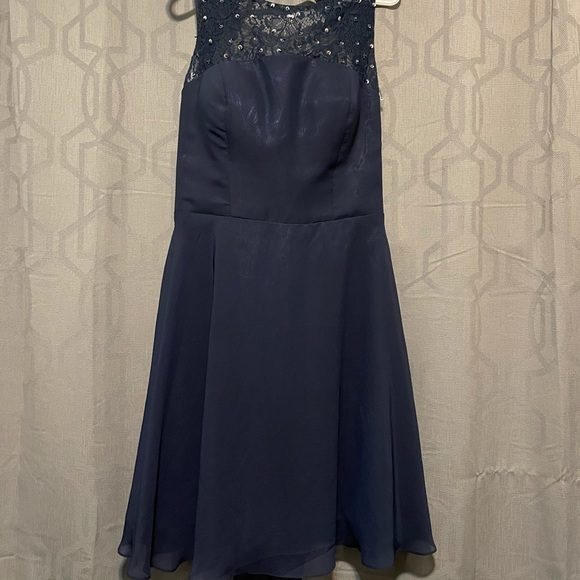 Navy knee length dress - Picture 1 of 4
